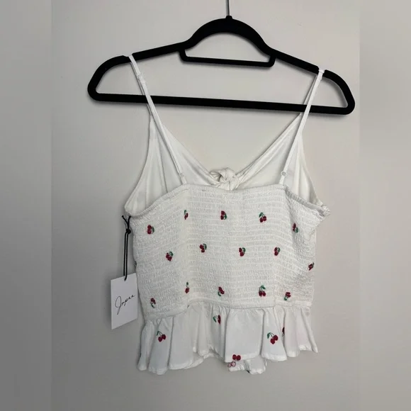 Japna White Crop Top Cherries Size Medium  NWT - Picture 4 of 5
